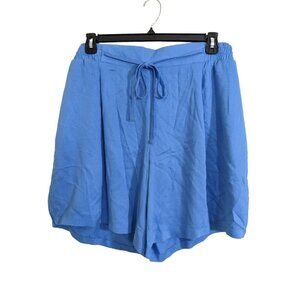Eloquii Shorts Womens Plus Size 20 Light Blue Rayon Tie Front Stretch Waist